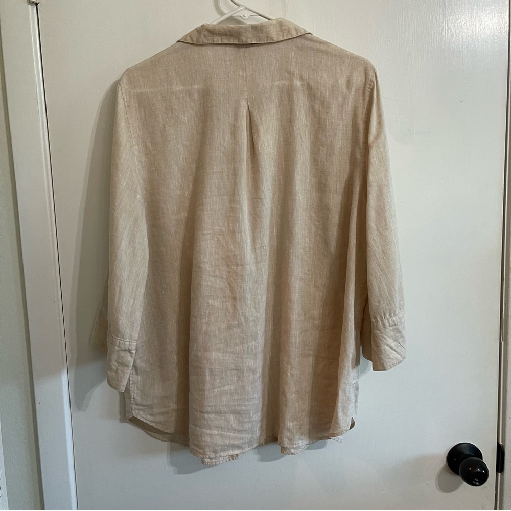Chico's Light Tan Linen Shirt Size XL - Picture 5 of 8